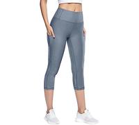 Women's 3/4 Sports Pants with Pockets Sports High Waist Leggings Short Flat Stomach Pure Color Yoga Jegging Exercise Fitness Jogging Stretchy Cheap Tights