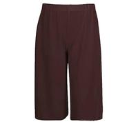 Womens 3/4 Three Quarter Cropped Trousers Ladies Plain Elasticated Waist Wide Leg Crop Pants Culottes Brown