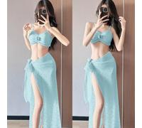 Women's 3 Piece Bikini Set with Skirt S-L Floral | Includes bra, briefs, outer skirt; floral pattern; S-L sizes; for perfect for beach holidays and sunbathing