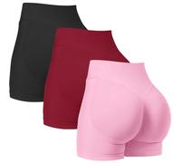 Women's 3 Piece Gym Shorts Seamless Scrunch Butt Lifting High Waisted Workout Biker Booty Yoga Cycling Sports Shorts