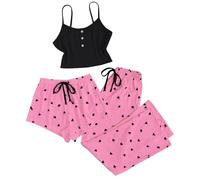 Womens 3 Piece Loungewear Sets For Women Pjs, Loungewear Sets, Short Pyjamas Set Cotton Summer Pyjamas For Women Bride Family Matching Pajama Pyjama Set Pj Shorts Watermelon Red