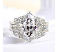 Women's 3-Piece Ring Set Claw-Set Marquise Cut Cubic Zirconia Jewelry