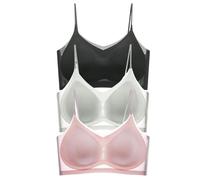Women's 3 Piece Sports Bra Comfortable Ultra Thin Silk Beautiful Back Seamless Sag Shirt Pack, Pk6, XXL