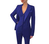 Women's 3 Piece Suit Formal Business Peak Lapel Slim Fit Tuxedo Lady Suits(Blazer+Vest+Pants)(Royal Blue,M)