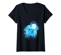 Womens 3 Surfboard Howling at The Moon Colorful Blue Surfing V-Neck T-Shirt