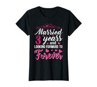 Womens 3 Year Wedding Anniversary Gift Her Just Married 3 Years T-Shirt