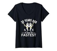 Womens 30 Years Ago We were The Fastest Twin Birthday V-Neck T-Shirt