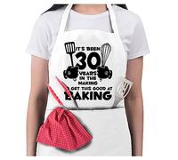 Women's 30th Birthday Gift Baking Apron - It's Been 30 Years Aprons for Her - WHITE