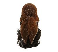 Women's 31.5" Solid Head Scarf - Sparkle Glitter Hair Bandana (Brown)