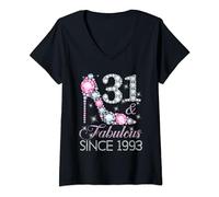 Womens 31 And Fabulous Since 1993 Happy 31st Birthday Girl Lady V-Neck T-Shirt