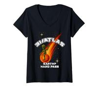 Womens 31/Atlas Earth, Hard Pass Funny Alien T-Shirt Sci-Fi V-Neck T-Shirt