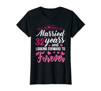Womens 32 Year Wedding Anniversary Gift Her Just Married 32 Years T-Shirt