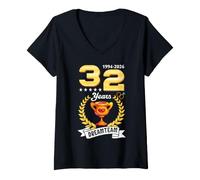Women's 32 Years Dreamteam 1994 2026 32nd Wedding Anniversary Couple V-Neck T-Shirt