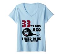 Womens 33rd Birthday - 33 Years Ago Fastest - Funny 33rd Birthday V-Neck T-Shirt