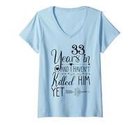 Womens 33rd Wedding Anniversary Gift for Her 33 Years of Marriage V-Neck T-Shirt