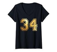 Women's 34 Number Thirty-Four Team Sports Graphic Varsity Matching V-Neck T-Shirt