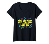 Women's 34th Birthday 34 Years Later 34 Years Old Bday V-Neck T-Shirt