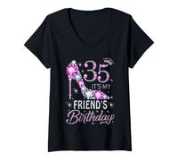 Women's 35 It's My Friend's Birthday High Heel 35 Years Old V-Neck T-Shirt