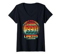 Womens 35th Birthday Man Woman 35 Years 1990 Decoration Fun V-Neck T-Shirt