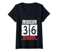 Women's 36th Wedding Anniversary Unlocked Level 36 Birthday Complete V-Neck T-Shirt