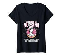 Womens 38 Years of Nursing Deserving a Medal Nurse Anniversary V-Neck T-Shirt