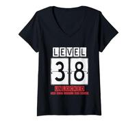 Women's 38th Wedding Anniversary Unlocked Level 38 Birthday Complete V-Neck T-Shirt