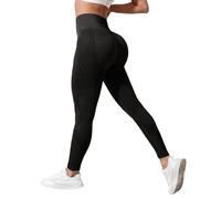 Women's 3D Anti Cellulite Compression Leggings Slimming Ankle Length High Waist Seamless Push-Up Opaque Tummy Control Leggings with Resistance Band for Gym Yoga Fitness (Black, M)