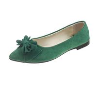 Women's 3D Butterfly Strap Flat Shoes for Suede Bow Knot Pointed Closed Toe Loafer Synthetic Leather Soft Bottom Comfortable Footwear for Standing, ffice and Nurser Use-Working (Green, 4)
