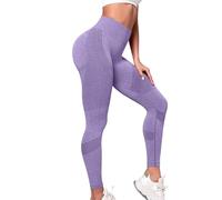 Women's 3D Compression Leggings for Anti Fat Mass Sports Push Up Leggings Anticellulite Fitness Elegant Pants Tummy Control Full Gym Slim Soft High Waist Elasticated Yoga Slimming Black (B-Purple, S)