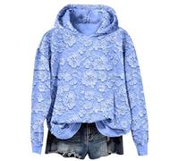 Women's 3D Flower Printed Lace Hoodie, Elegant Soft Fleece Oversized Pullover, Intricate Floral Detailing for a Sophisticated Edge for Fall Winter Athleisure, Street Fashion & Cozy Lounge Sessions