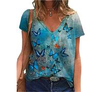 Womens 3D Hand Painted Printed Blouse T Shirt V Neck Short Sleeve Summer The New Tops Women's T-Shirt Short Sleeve Loose Grace tie dye Casual Shirts Blouse Sports T-Shirt Tunic Tops S-5XL
