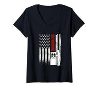 Women's 3D Printing American Flag Distressed USA Patriotic Maker V-Neck T-Shirt