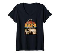 Women's 3D Printing Over Everything Retro Maker Engineer V-Neck T-Shirt