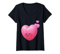 Womens 3D Shy Heart Funny Unisex Design for Men Women Tee V-Neck T-Shirt