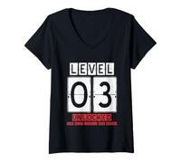 Women's 3rd Wedding Anniversary Unlocked Level 03 Birthday Complete V-Neck T-Shirt