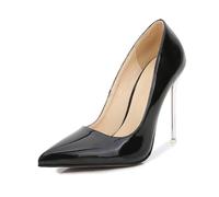 Women's 4.3" Heel Pointed Toe Pumps Stilettos High Heel Slip-on Dress Shoes, Large Size High Heels Nightclub Sexy Metal Heels,Black,39