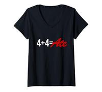 Womens 4 +4=Ate, Four Plus Four Ate, Ate Shirt, She Ate, I Ate, 4+4 V-Neck T-Shirt