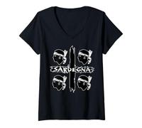 Womens 4 Mori Sardegna Flag sardinia gift V-Neck T-Shirt