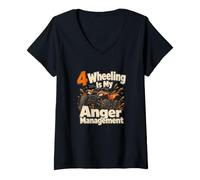 Women's 4 Wheeling ATV Anger Management Off Road V-Neck T-Shirt