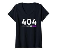 Womens 404 Attraction Not Found, Asexual Pride, Funny LGBTQ Aro Ace V-Neck T-Shirt