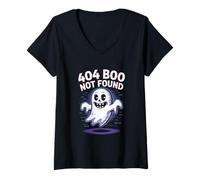 Womens 404 Boo Not Found Ghostly Humor V-Neck T-Shirt