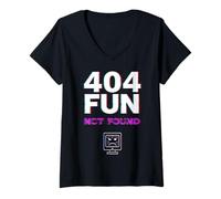 Womens 404 Fun Not Found Retro Internet Tech Top V-Neck T-Shirt