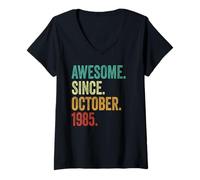 Womens 40th Birthday Gifts for Men Women Awesome Since October 1985 V-Neck T-Shirt