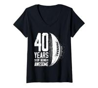 Women's 40th Birthday Rugby Player 40 Years Old Man Woman V-Neck T-Shirt