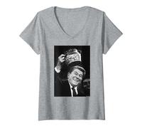 Womens 40th US President Ronald Reagan 1980 by Michael Grecco V-Neck T-Shirt