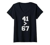 Womens 41 67 Funny Gen Alpha Meme Slang Forty One V-Neck T-Shirt