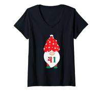 Womens 41 Christmas Gnome 4 1 Forty One Happy Holidays Funny Gen Z V-Neck T-Shirt