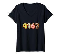 Womens 4167 Donut Cookie 4 1 6 7 Funny Gen Z Meme Slang Four One 67 V-Neck T-Shirt