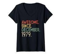 Womens 42nd Retro Vintage Birthday Awesome Since December 1979 V-Neck T-Shirt