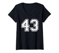 Womens 43 Number Forty-Three Team Sports Graphic Matching Varsity V-Neck T-Shirt